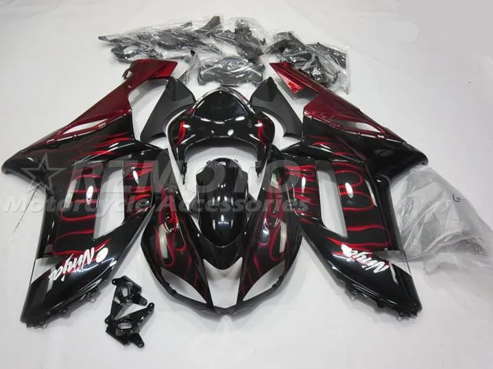 

Новый комплект обтекателей для мотоциклов ABS Aftermarket, подходит для Kawasaki Ninja ZX-6R ZX6R 2007 2008 07 08, кузов Красного пламени