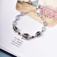 

Original Rose Silver Bracelet Women's Sterling Silver Fashion Minority Design Inlaid Jade Gift for Girlfriend Girlfriend Hand Je