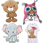 Симпатичные детские наклейки, теплопередающие виниловые нашивки, термоклейкие термонаклейки для одежды, детская кукла, футболка, мультяшная аппликация, медведь H