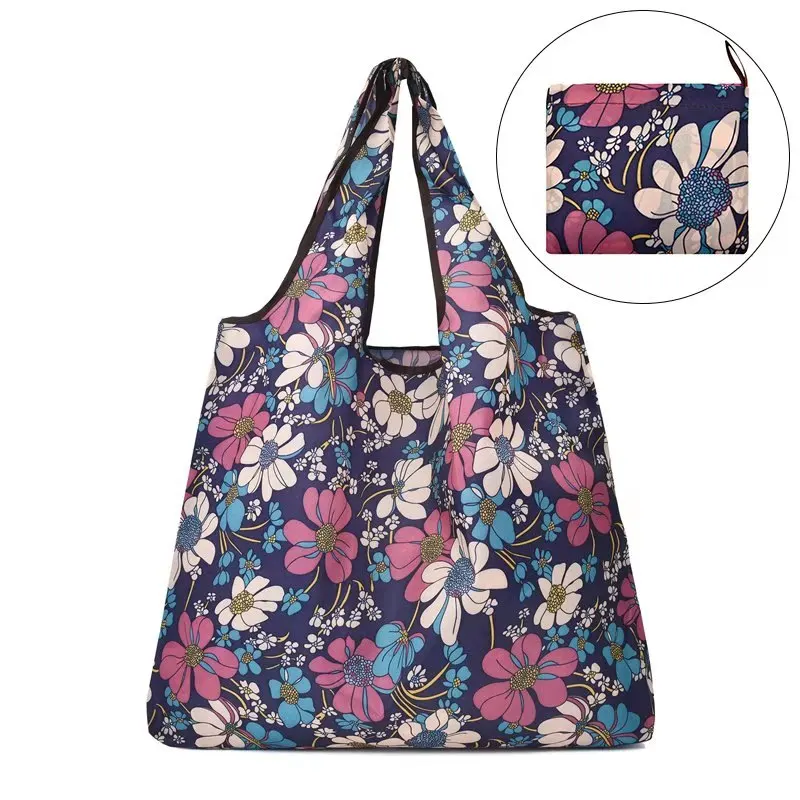 Medium Large Capacity Foldable Shopping Bags Portable Fashion Pockets Tear-Resistant Reusable Tote Bag Eco-Bags images - 6