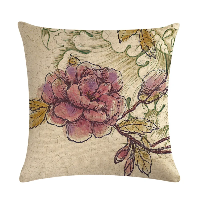 45x45 см чехол для подушки ретро стиле живописи тушью Птица с цветочным принтом и