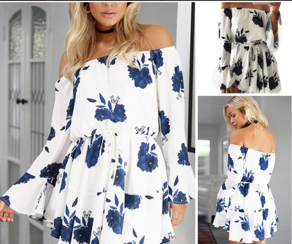 

dress summer 2020 New strapless one-neck pleated skirt with sexy pattern woman dress