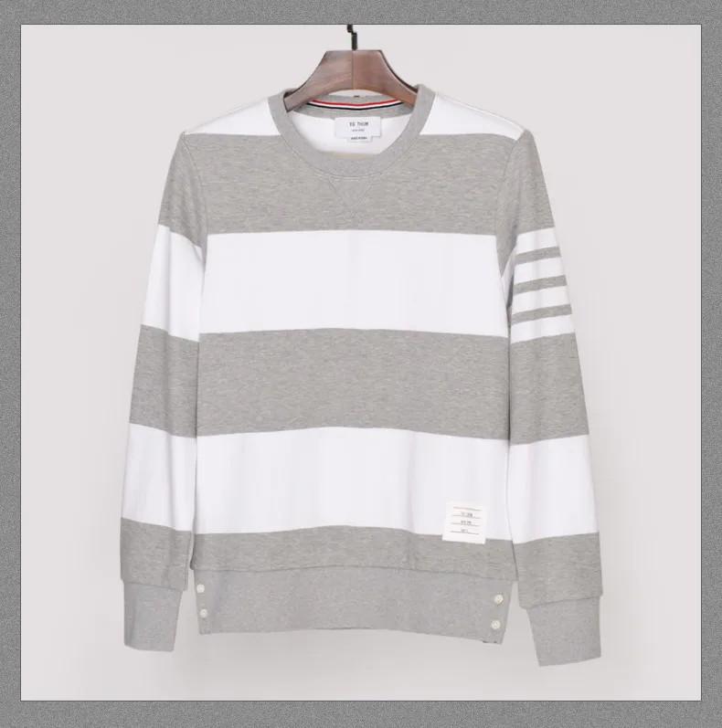 

2021 Fashion TB Brand Spring Patchwork Clothing Cotton Jacket Men Striped Sweatshirts O-Neck Male Casual Sportswear Coat