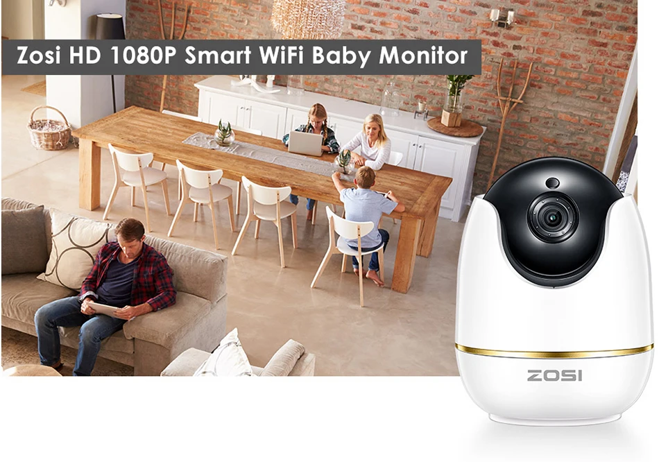 ZOSI 1080P HD Wifi беспроводная домашняя ip-камера безопасности 2.0MP ИК-Сеть CCTV камера видеонаблюдения с двусторонним аудио Радионяня