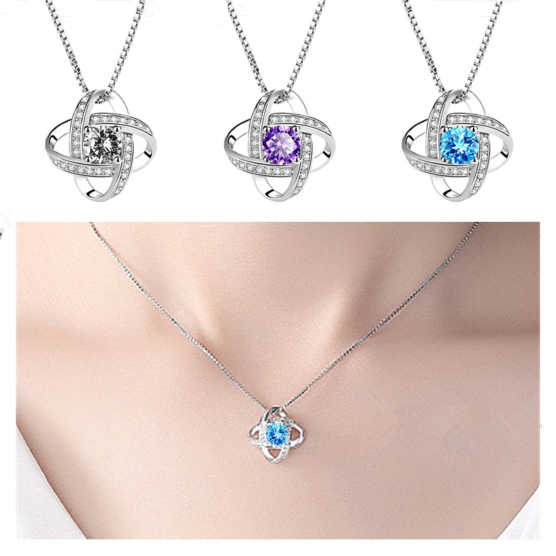 

Модное ожерелье с кулоном в виде синего клевера из циркония для женщин, ювелирные изделия, яркое посеребренное ожерелье-чокер для девушек, а...