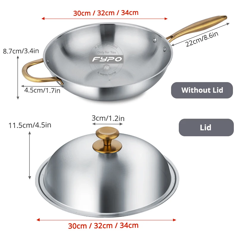 Сковорода для жарки с Нержавеющая сталь Индукционная кастрюля термостойкая