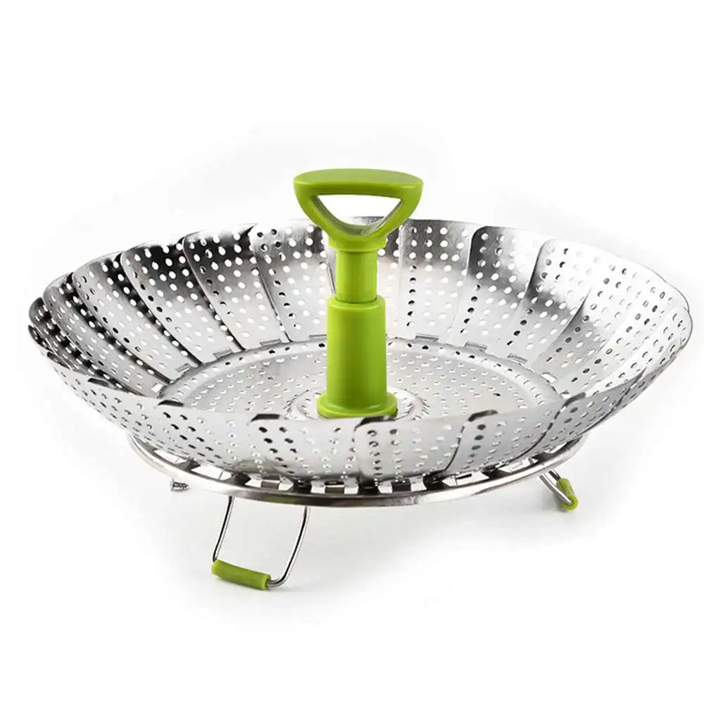 9 Inch Kitchen Food Steamer Stainless Steel Cookware Steaming Basket Mesh Folding Fruit Vegetable Vapor Cooker | Дом и сад