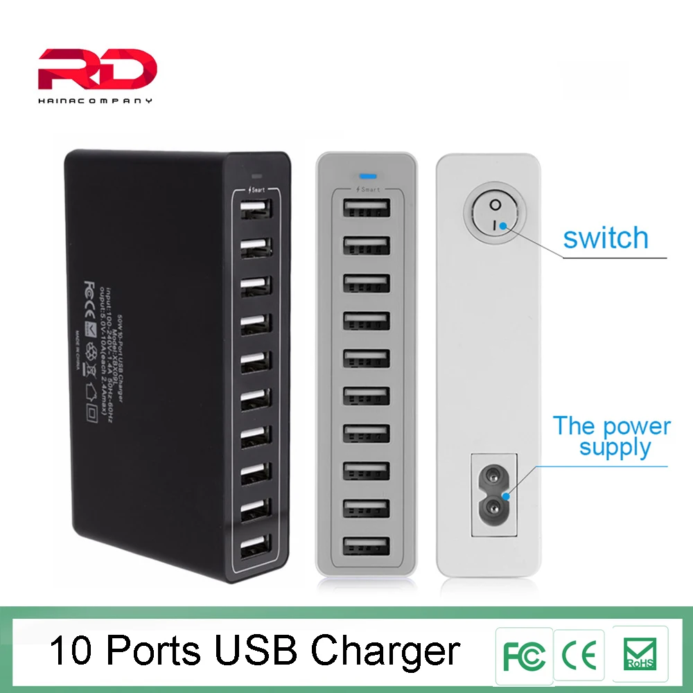 Быстрая зарядка 10 портов несколько USB зарядное устройство несколько устройств зарядка 5V10A 50 Вт смарт Быстрая зарядка usb зарядное устройство для iPhone xiaomi