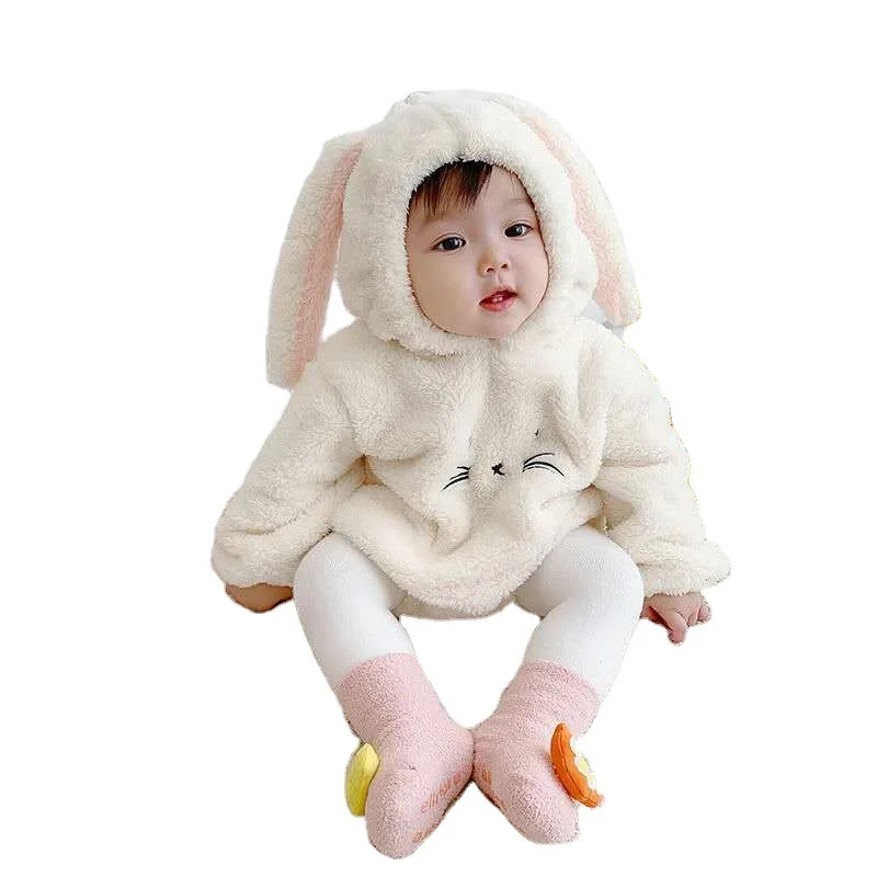 Baby Girl Rompers Sets Fall Spring Infant Bunny Bodysuit Long Sleeve Rabbit Onesies Tights 2 Pcs Jumpsuits Outfits Set