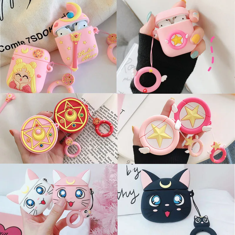 

For AirPod 1 2 Case Cute Cartoon Anime Sakura Soft Silicone Cases For Apple Airpods Case Cute Cover Funda keychain