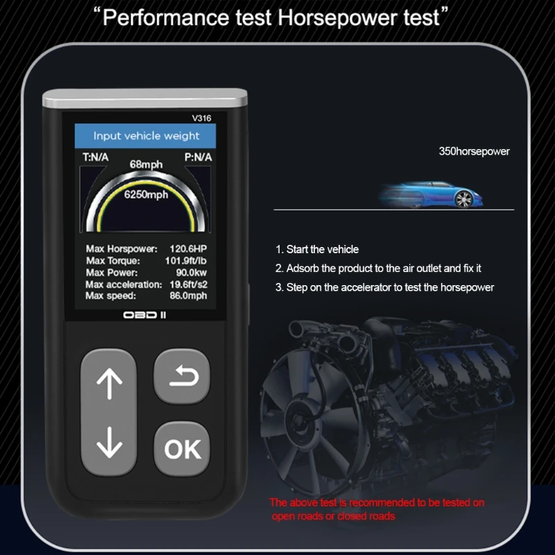 

Car Fault Diagnostic Scanner Bluetooth OBD2 EOBD Code Reader Engine fault removal w/ brake, distance, acceleration test