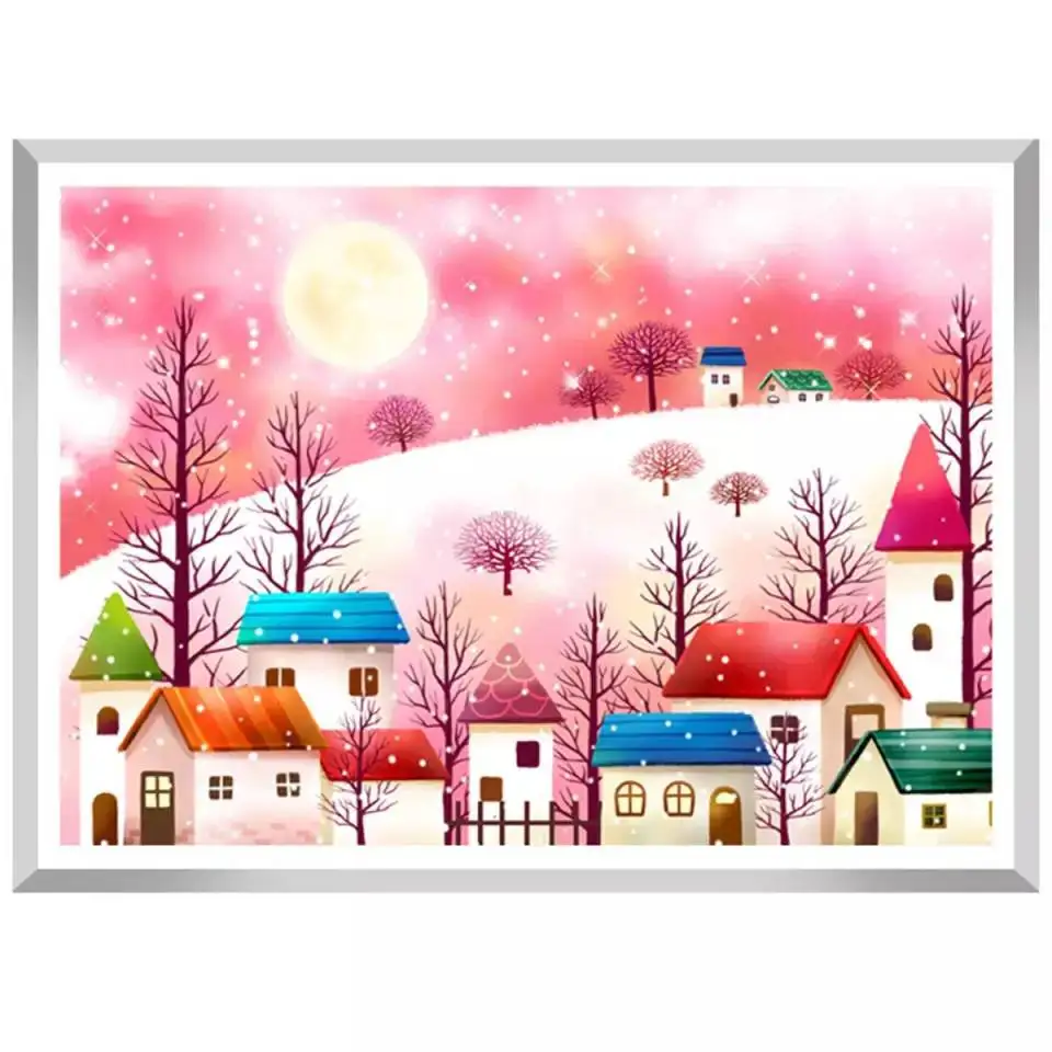

Cartoon House Needlework, Living Room,Sets For Embroidery kit Full Printed Cross Stitch Kits DIY