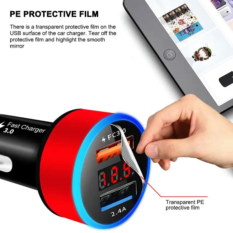 AOZBZ Высокое качество Быстрая зарядка 3 0 USB lcd цифровое автомобильное зарядное