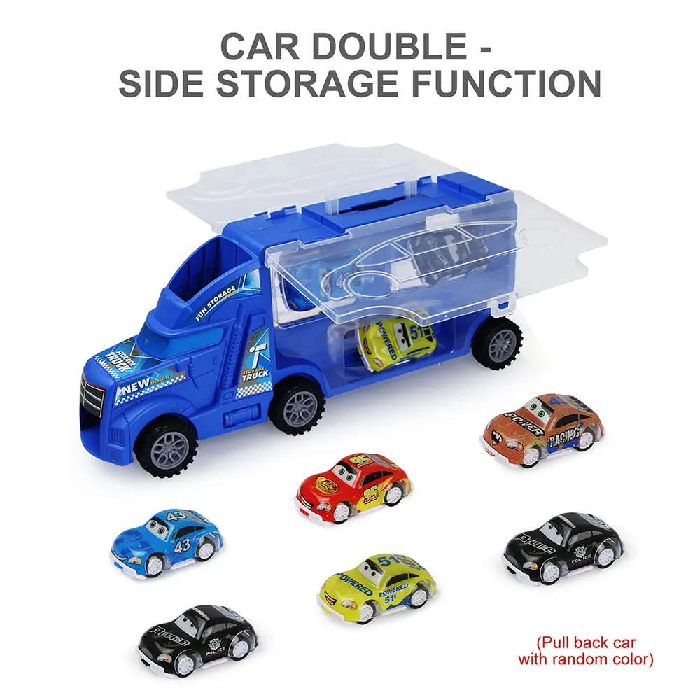 

7 Pcs/Set Big Transport Car Container Carrier Truck Vehicles Toy with Mini Car Model Toys For Boys Children Birthday Gifts
