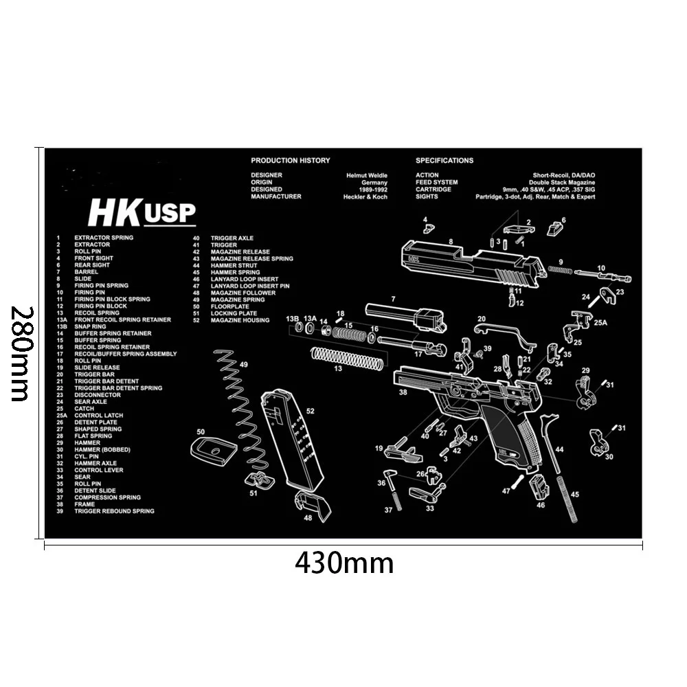Коврик для мыши AR15 AK47 Glock резиновый коврик чистки пистолета Smith Colt 1911 Beretta 92 Sig Sauer
