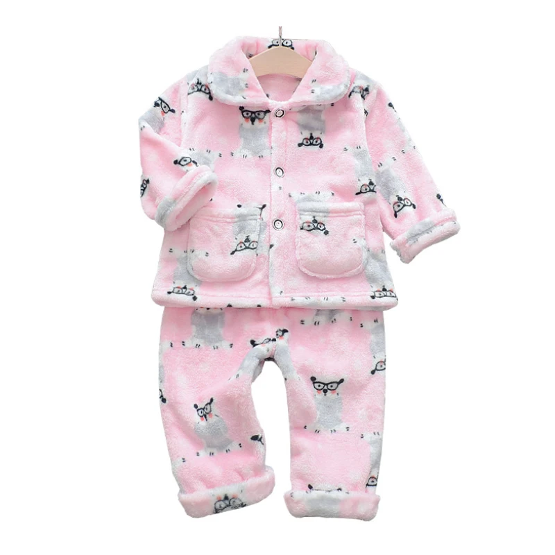 Зимний детский спортивный костюм милые пижамы для маленьких мальчиков и девочек