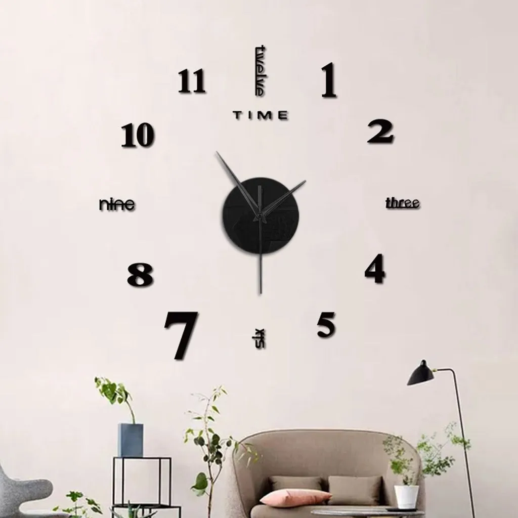 Frameless DIY Wall Mute Clock 3D Mirror Surface Sticker Home Office Decor Stickers Living Room Bathroom Decoration | Дом и сад