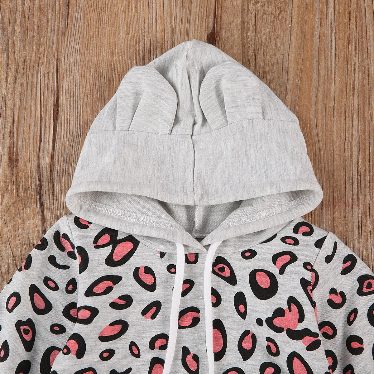 Imcute Baby Hooded Romper Baby Boy Girl Long Sleeve Jumpsuit Autumn Winter Leopard Print Hoodie Rompers 0-12M