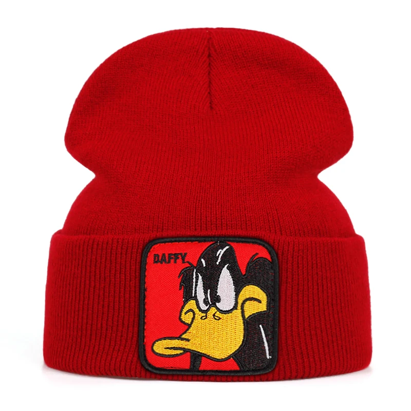 Зимняя мультяшная шерстяная шапка на утином пуху Мужская зимняя теплая вязаная