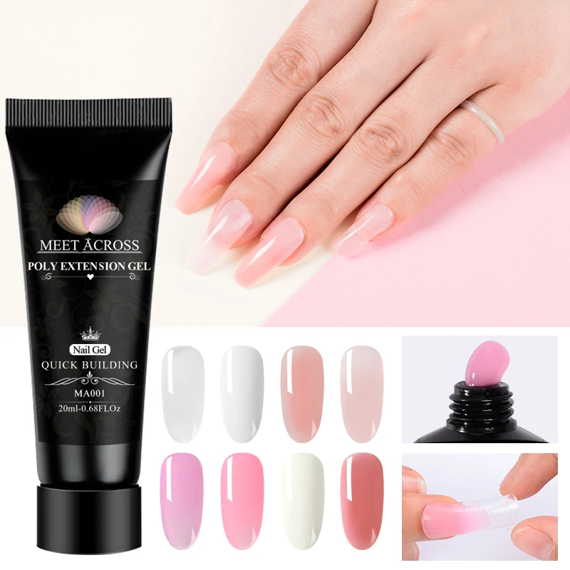 Многоцветные Гелевые наборы для наращивания ногтей французский лак прозрачный