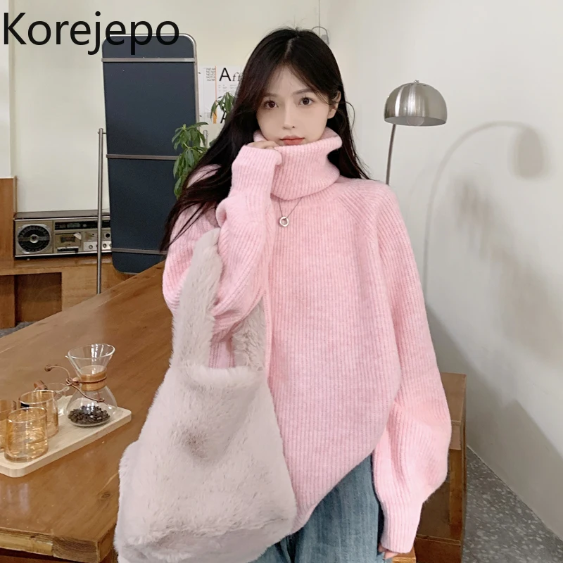 

Свитер Женский свободного покроя с пышными рукавами, розовый, в Корейском стиле, на весну и осень, 2021