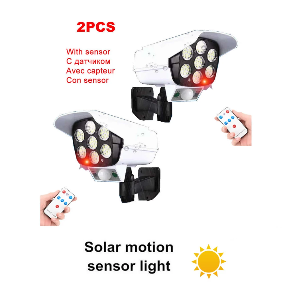 

2 шт., Фальшивая камера наблюдения с солнечной батареей и датчиком движения