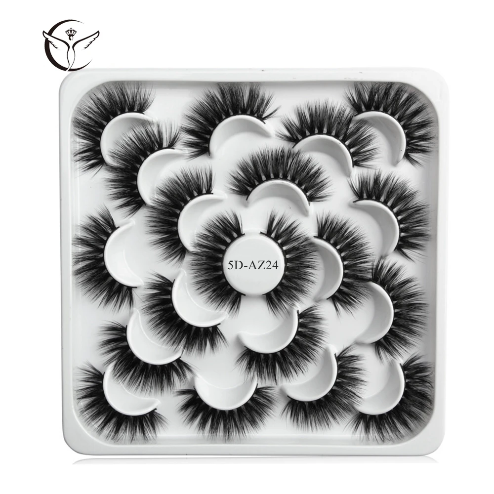 5D-AZ24 Mink eyelashes 3d mink hair eyelashes10 pairs long makeup 3d faux nature fake lashes extension false eyelashes Wholesale(10P - Цвет: 5D-AZ24