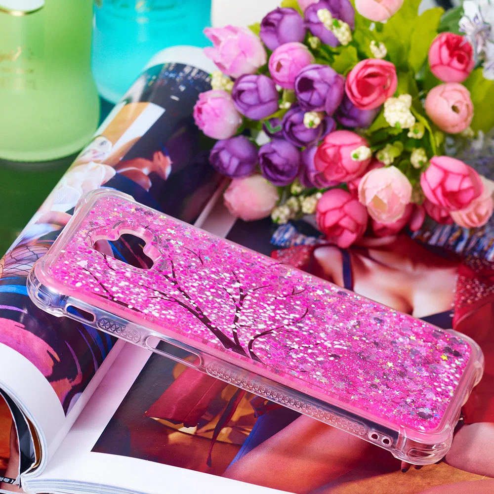 Блестящий чехол для Samsung Galaxy J6 Plus 2018 милый жидкий силиконовый бампер