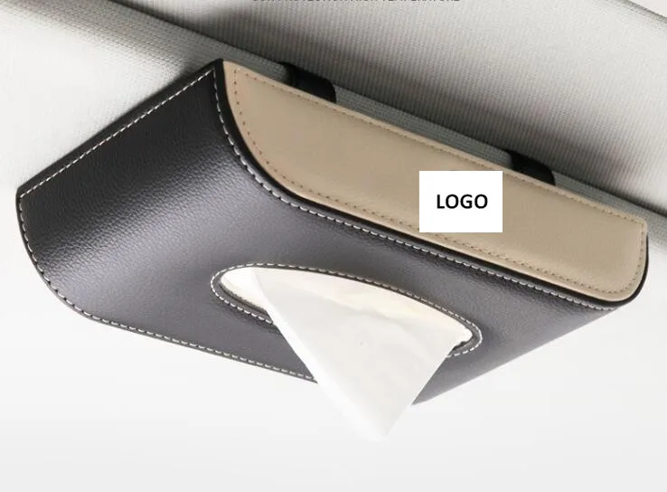 Автомобильный кожаный солнцезащитный козырек коробка для салфеток Держатель