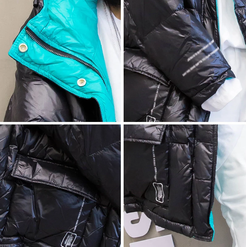 

Unua amo Oversized Winter Jacket Women Warm Down Padded Coat 2021 Fashion Hit Color Liner Loose Casual Hooded Women's Parka