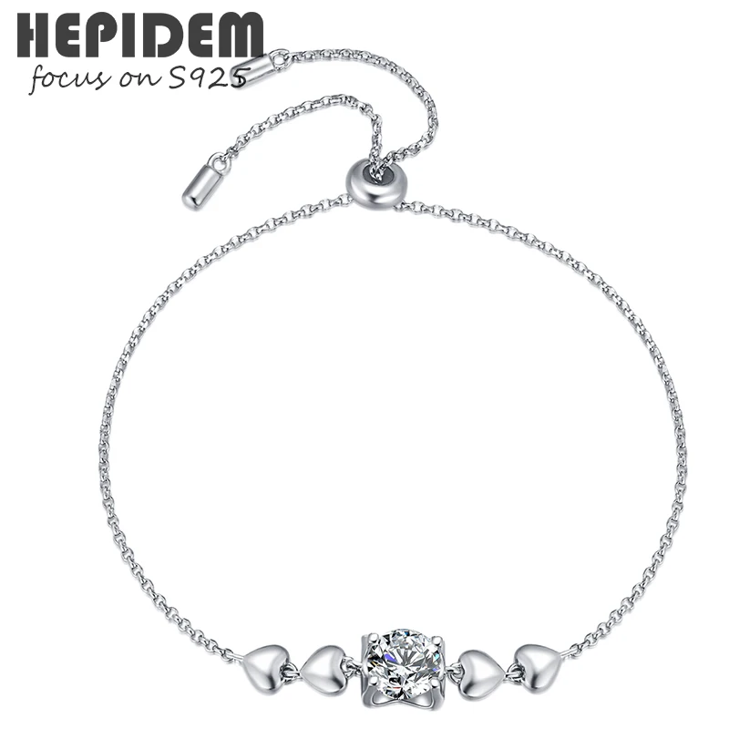 

HEPIDEM 100% Really 0.5ct D Moissanite 925 Sterling Silver Bracelets Diamond Test Passed Jewelry Women Fine Gift H170