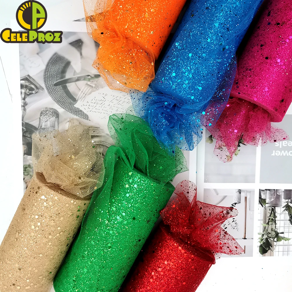 

6inch Glitter Sequin Tulle Ribbon Roll For DIY Tutu Table Skirts Pom Poms Wedding Baby Birthday Party Chair Sash Decor Supplies
