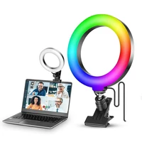 8inch rgb selfie ring light with clamp mount desk dimmable led light photography fill lamp for tiktok youtube makeup video light