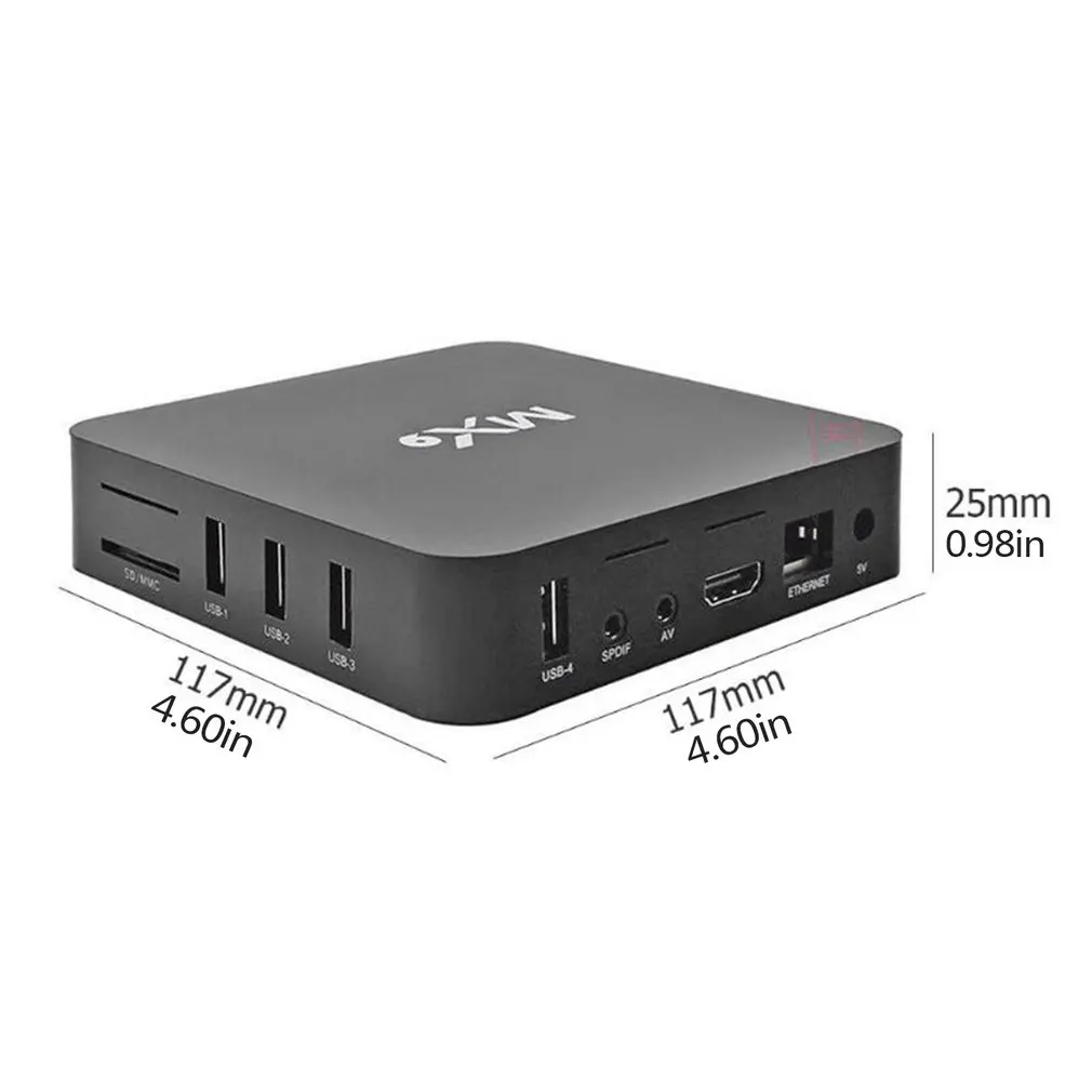 Для MX9 4K четырехъядерный DDR 4 Гб Flash 64G Android TV BOX HD HDMI USD слот WiFi телеприставка