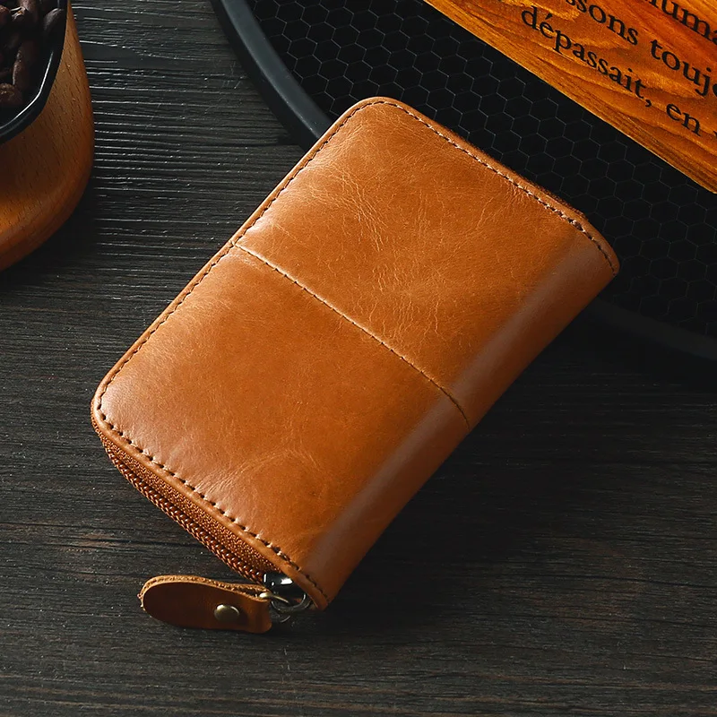 Держатель для кредитных карт из натуральной кожи на молнии|Держатели и