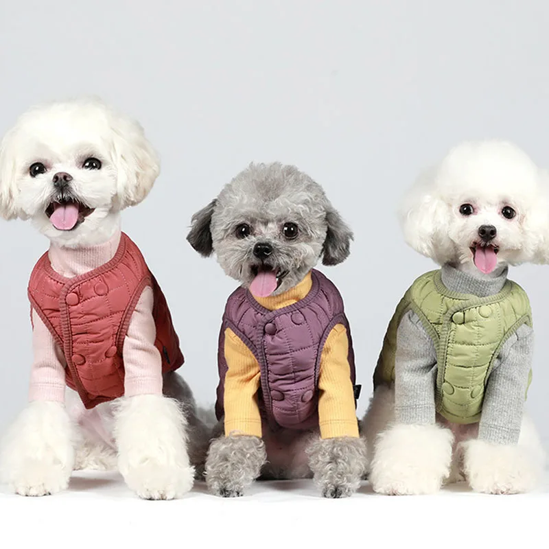 Теплая жилетка для собак и кошек куртка без воротника с хлопковой подкладкой