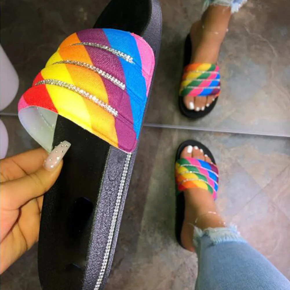 

Sarairis Fashion New 2020 Low Heel Summer Slippers Woman Shoes Slip On Crystal Fashion Dropship Shoes Women Slippers