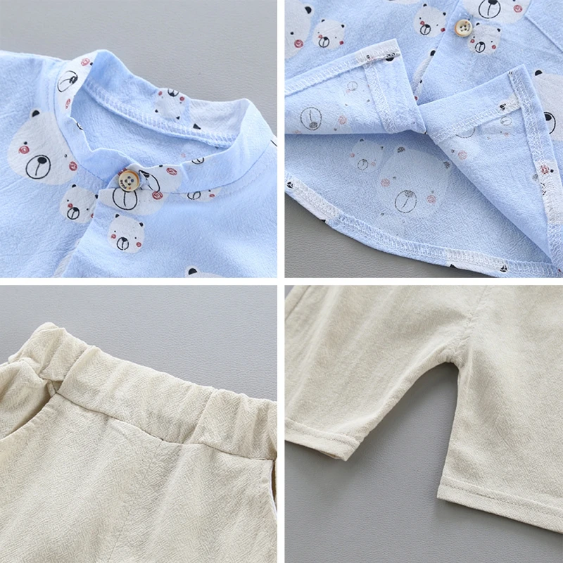 

2020 New Sale Summer Baby Boy Clothing Set Cute Bear Printing Shirt Shorts Pants 2pcs Kids Outfits Toddler Infant Suits
