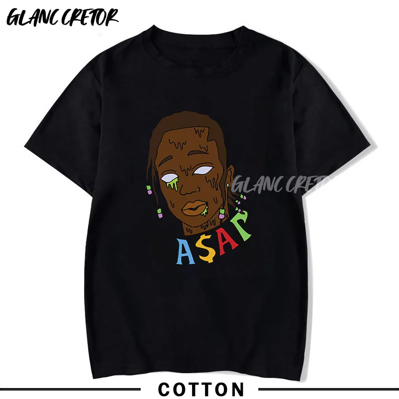 

Men Rapper Asap Rocky hip hop T-Shirt Summer Casual Hip Hop Short Sleeve Tshirt Cartoon Streetwear Vintage Harajuku Synthwave