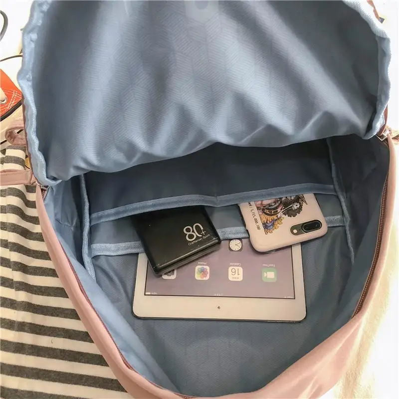 

2021 New Embroidery Women Backpack Female Solid Color Student schoolbag Teenage girls Korean casual school bag Travel Mochilas