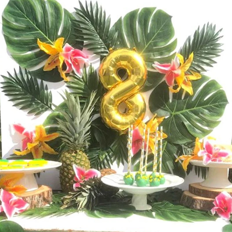 

60Pcs Hawaii Simulation Leaf Tropical Party Decoration Supplies Plant Palm Jungle Wedding Gift DIY Holiday Decoration