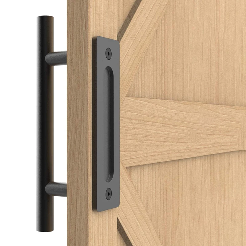 

TOP Sliding Barn Door Handle Pull and Flush Hardware Set for Barn Door Gates Garages Sheds Rustic Style