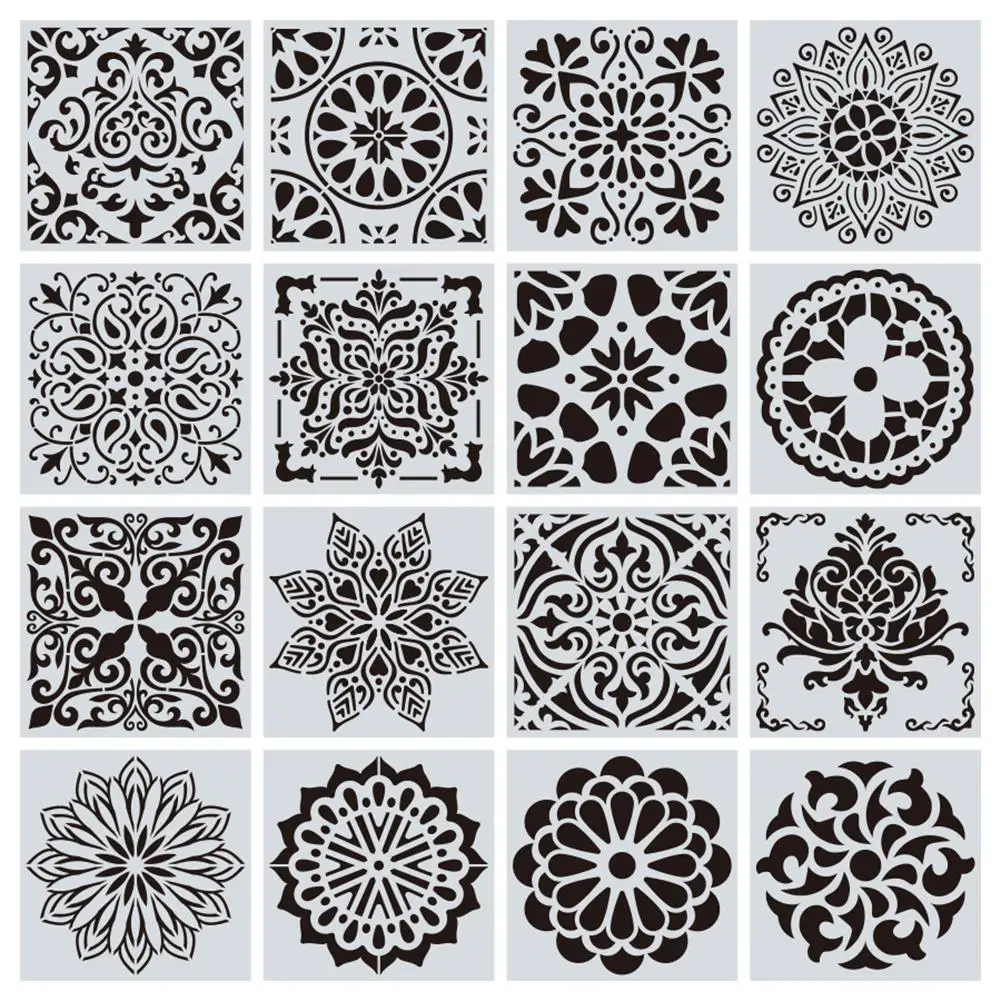 

16Pcs Painting Stencil Painting Templates Stencils Perfect For DIY Painting Art Projects Wood Glass Fabric Metal Walls