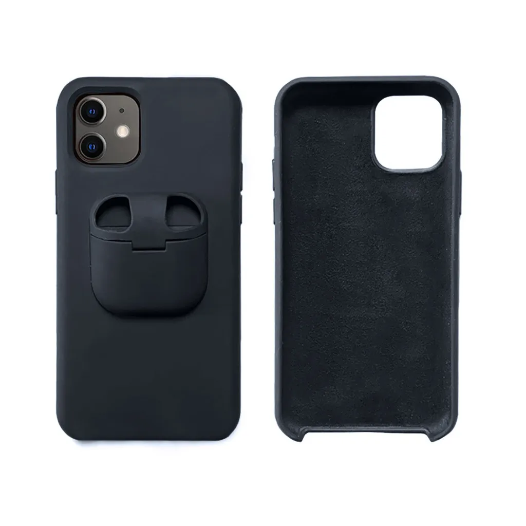 dark blue Жидкий силиконовый чехол для телефона для IPhone 11/Pro/MAX/XR/XS/X для Air Pods 2 в 1 мягкий чехол для 7 Plus/8 Plus - Цвет: dark blue