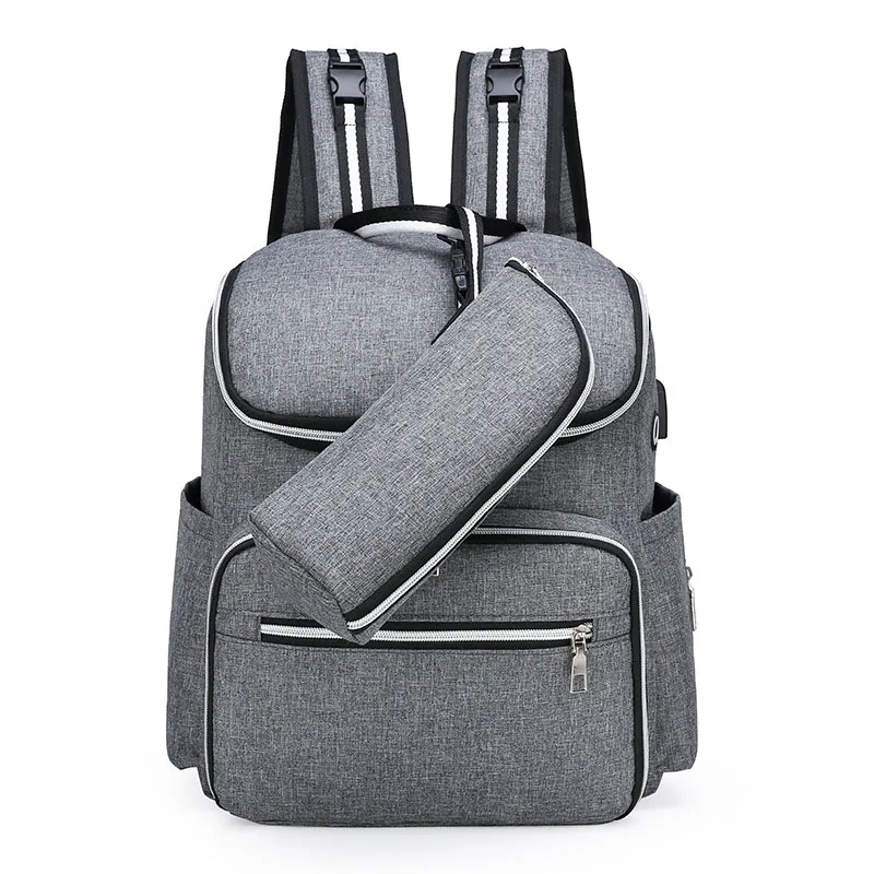 Gray Diaper Bag LEQUEEN пеленка мешок USB Мумия Материнство сумка большая мода кормящих путешествия рюкзак коляска детская сумка уход за ребенком подгузник рюкзак - Цвет: Gray Diaper Bag