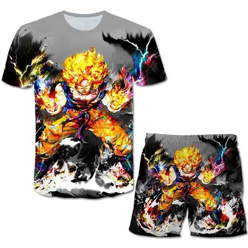 

dragonball cartoon Children's clothing new hot fashion funny children's a T-shirt without cap + shorts sport casual fashion suit