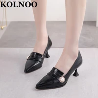 kolnoo hot sale handmade new 2021 style womens high heel pumps pointed toe slip on daily wear office party fashion court shoes