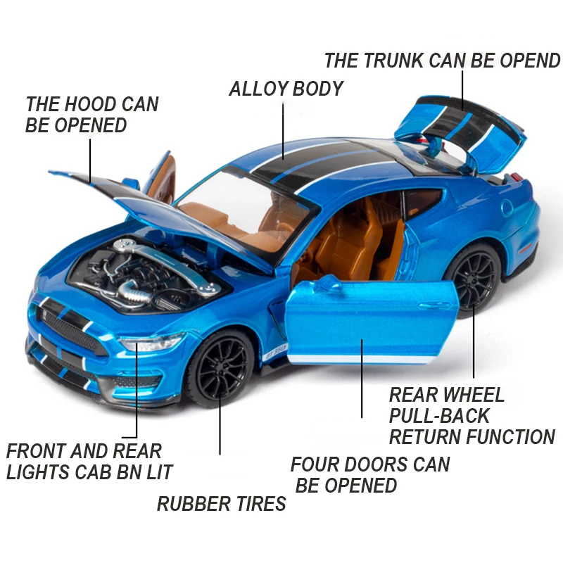 Модель автомобиля Ford Mustang Shelby GT350 GT500 1:32 модель из сплава функция оттяжки детская