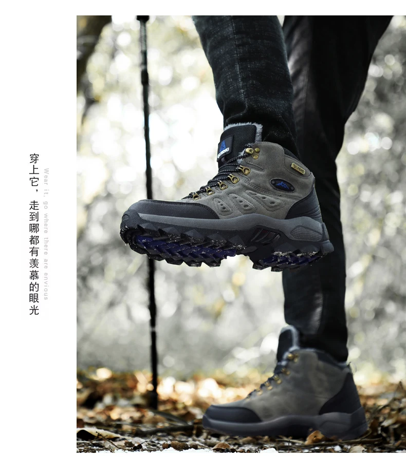 Winter Men's Ankle Boots Classic Outdoor Athletic Sneakers Athletic Shoes Women Boots Female Warm Large Size Cotton Shoes 36-48