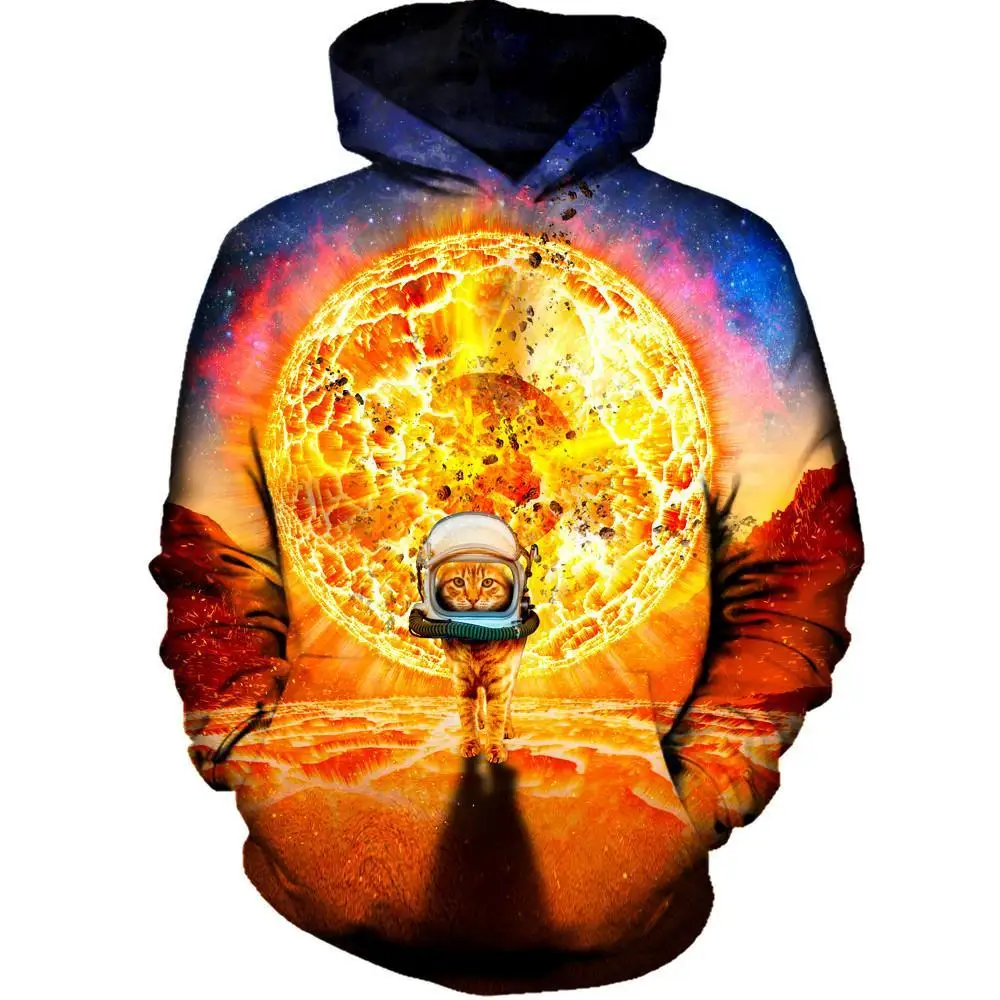 

FEARLESS KITTY 3D Printed Streetwear Hoodies Homme Clothing Mens Harajuku Hooded Sweatshirt